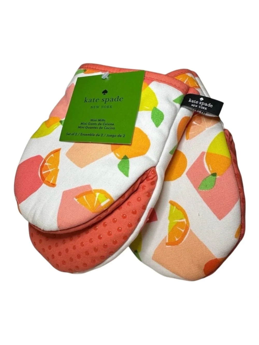 Kate Spade Citrus Mini Oven Mitt Set 2 NWT Squeeze the Day Cotton Kitchen